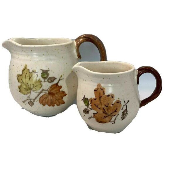 Metlox Poppy Trail Autumn Leaf Woodland Small Gravy/Sauce Pitcher & Creamer Sof2 - Picture 1 of 12